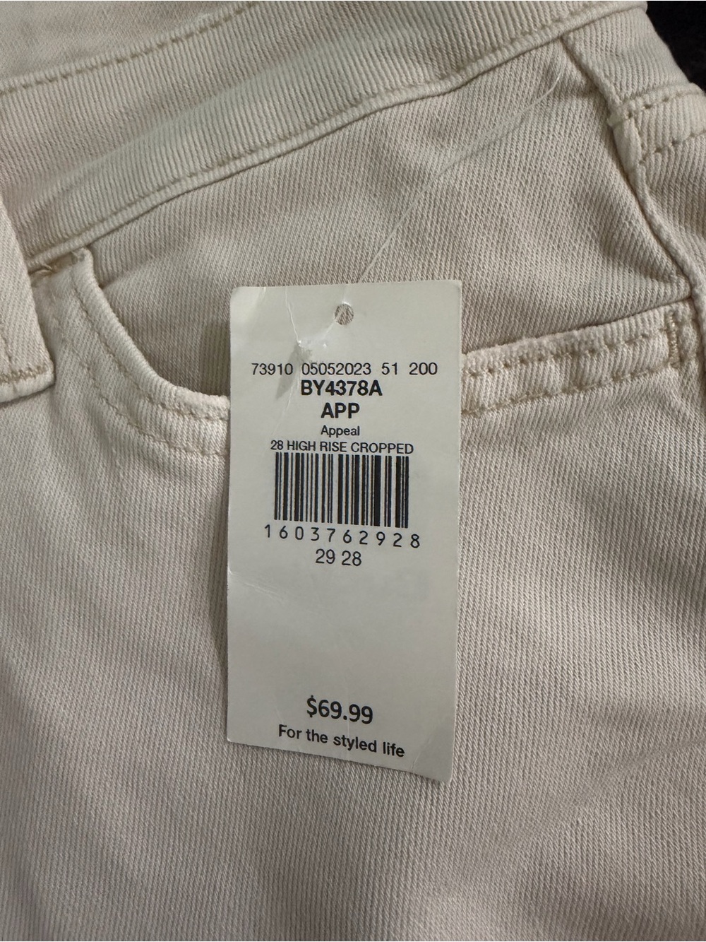 Flying Monkey Cream High-Rise Cropped Chinos